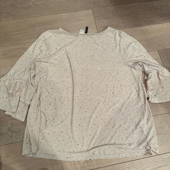 NEW DIRECTIONS WOMENS 2X CREAMY SPARKLY BLOUSE HOLIDAY - Picture 8 of 8